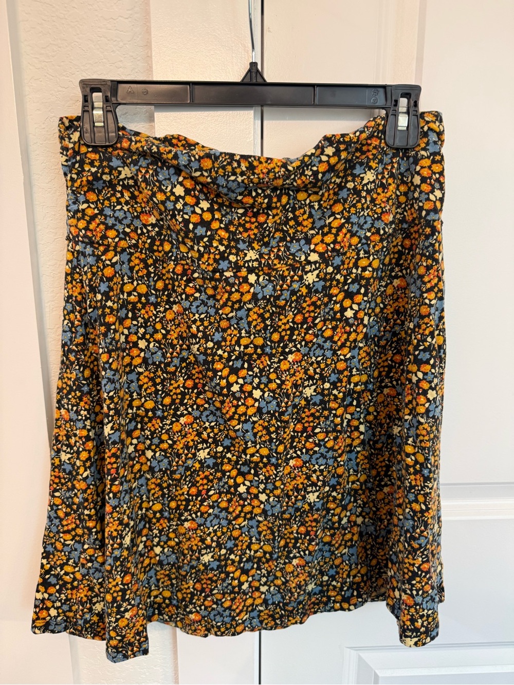 Toad&Co Black Skater Skirt with Mustard & Blue Floral